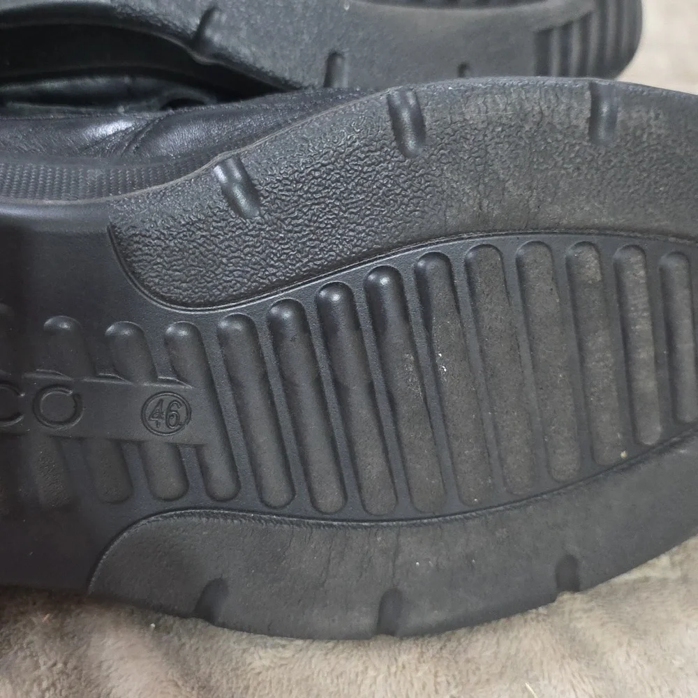 Ecco Irving Men's Black Leather Fisherman Loafers Hook/Loop Casual Sz 46/12-12.5